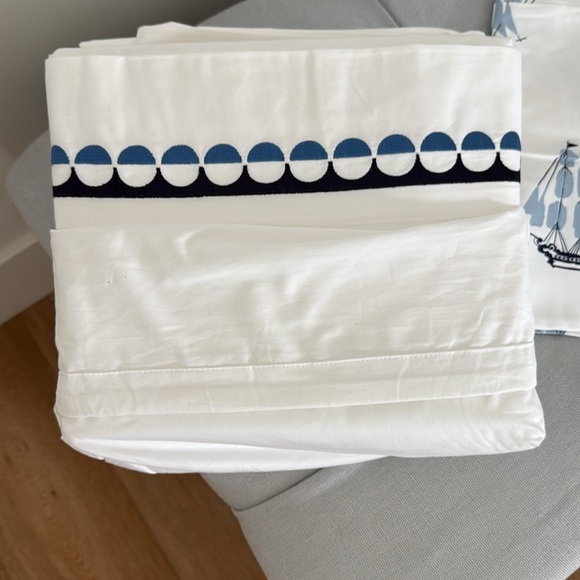 Serena & Lily TWIN Nautical White and Blue Cotton Sheets/Pillow case. - Picture 5 of 7
